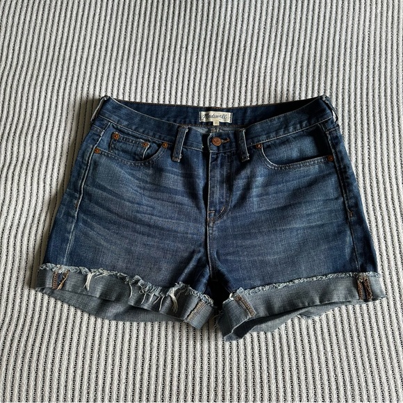 Madewell High-Rise Denim Jean Shorts Cutoff 100% Cotton Boyfriend - Picture 3 of 5